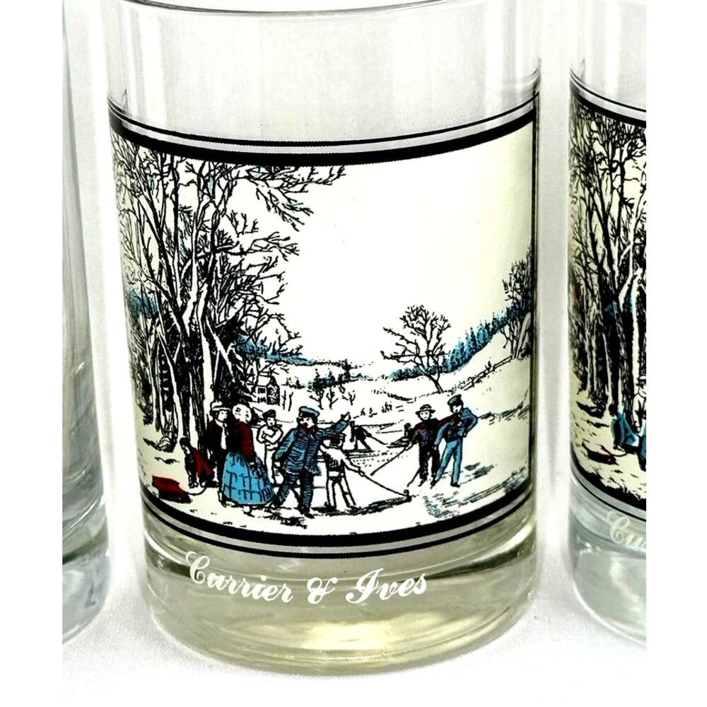 Double‎ Old Fashioned Glass Currier & Ives Winter Pastime 1978